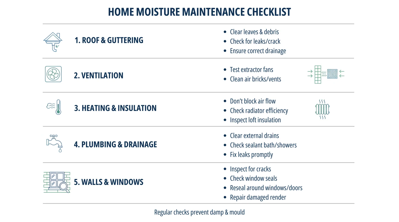 Moisture maintenance checklist for property teams.