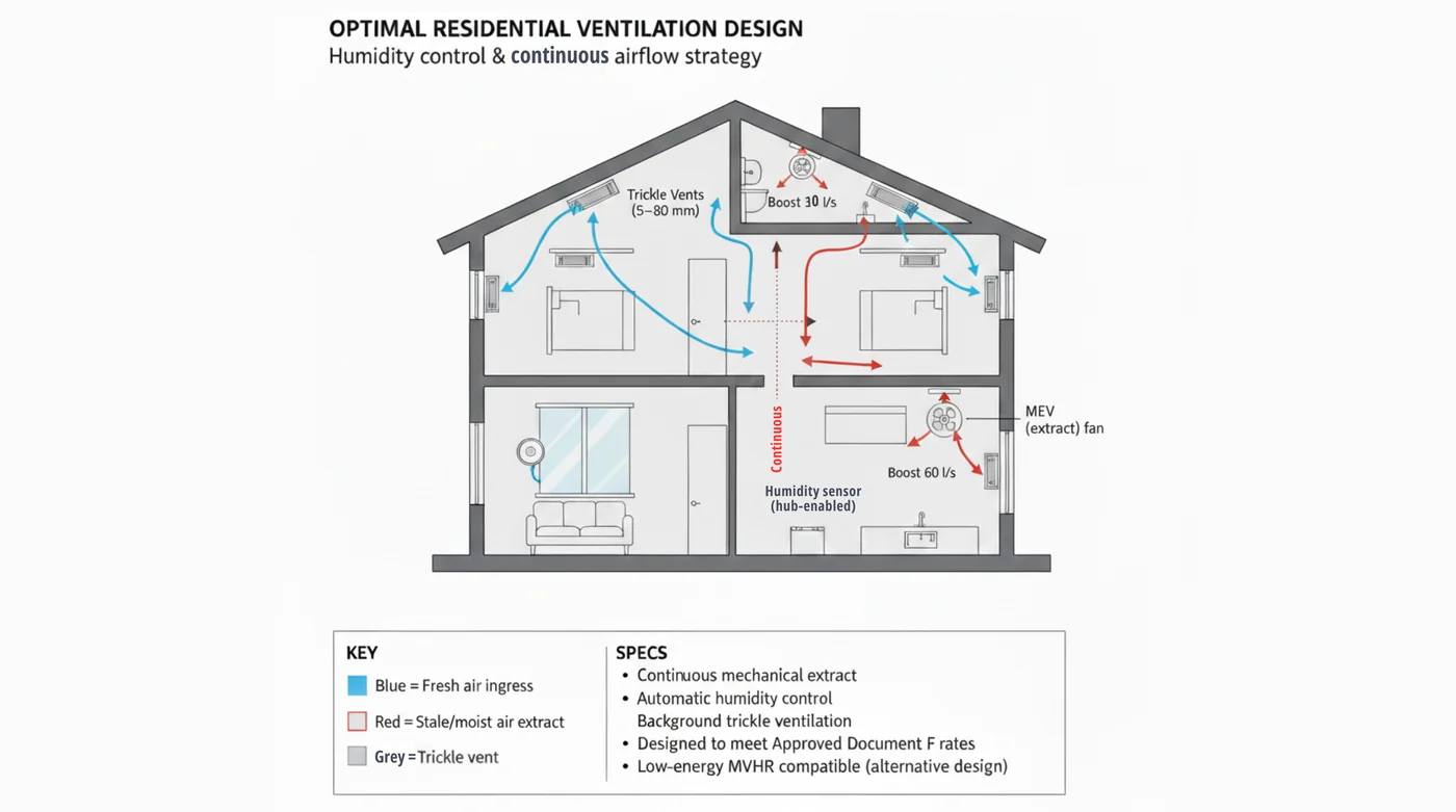 Diagram of optimal ventilation strategy for a residential property.